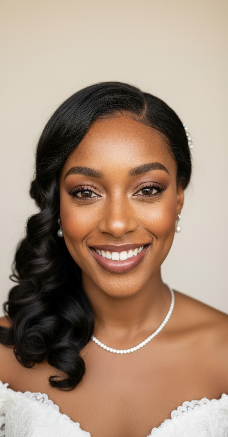 After Side Pinned Wedding Hair